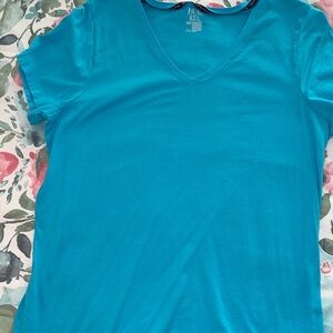 HUE Short Sleeve V-Neck Pajama Tee only in Turquoise XL